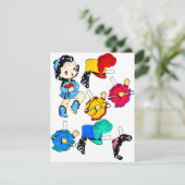 Schulband Girl Vintage Papierpuppe ausschneiden Karte (Stehend Vorderseite)