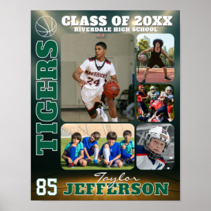 Schulbasketballspieler individuell anpassbarer Nam Poster
