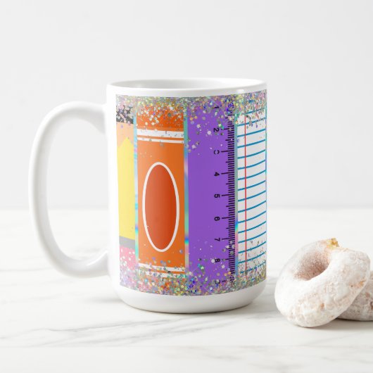 Schulbedarf der Glitzern Kaffeetasse (Mit Donut)