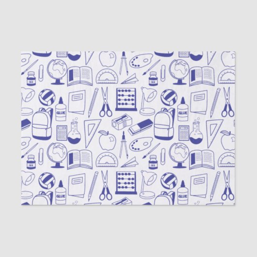 Schulbedarf Gezeichnet Illustrierte Collage Seidenpapier (Vorderseite)