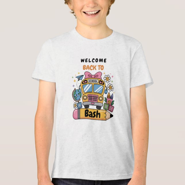 Schulbeginn-Bash! Bearbeitbare End-of-Sommer-Party Tri-Blend Shirt (Vorderseite)