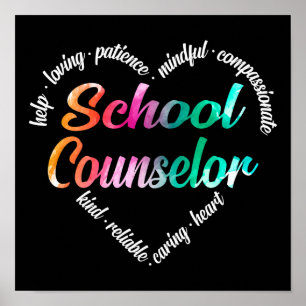 Schulberater Herz Word Cloud Watercolor Poster
