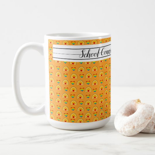 Schulberater Rainbow Herz Pattern School Kaffeetasse (Mit Donut)