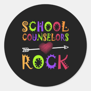 Schulberater Rock Heart Book School Counselor Runder Aufkleber