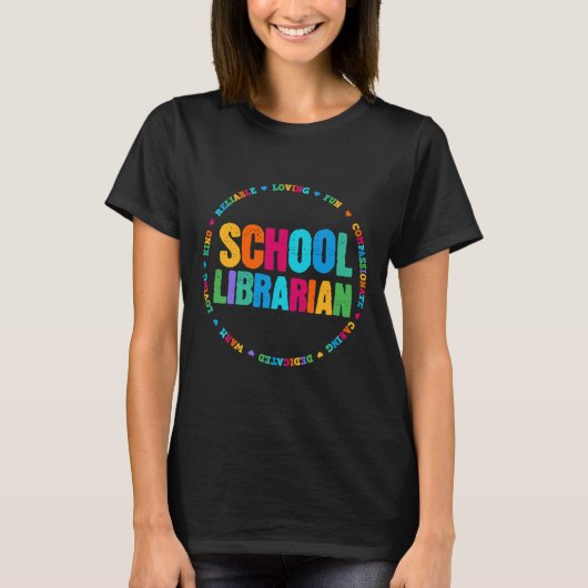 Schulbibliothekar Tee Regenbogenfarben Bibliothek (Vorderseite)