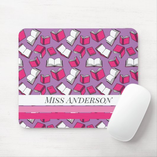 Schulbibliothekar und Buchwürmer rosa Bücherdesign Mousepad (Mit Mouse)