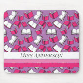 Schulbibliothekar und Buchwürmer rosa Bücherdesign Mousepad (Vorne)