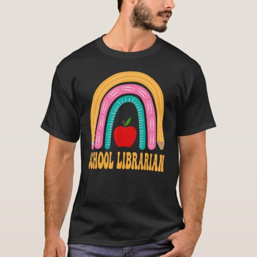Schulbibliothekarische Rainbow-Pencil zurück zur S T-Shirt (Vorderseite)