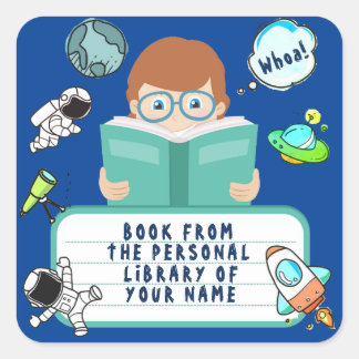 SCHULBODEN, STUDENTBUCH, KIND, KID, BUCHFÜHRERIN QUADRATISCHER AUFKLEBER