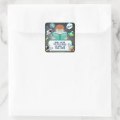 SCHULBODEN, STUDENTBUCH, KIND, KID, BUCHFÜHRERIN QUADRATISCHER AUFKLEBER (Tasche)