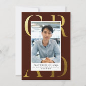 Schulbuch Burgundy Typografy Graduate Ankündigung (Vorderseite)