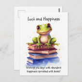 Schulbücher Frosch Postkarte (Vorne/Hinten)