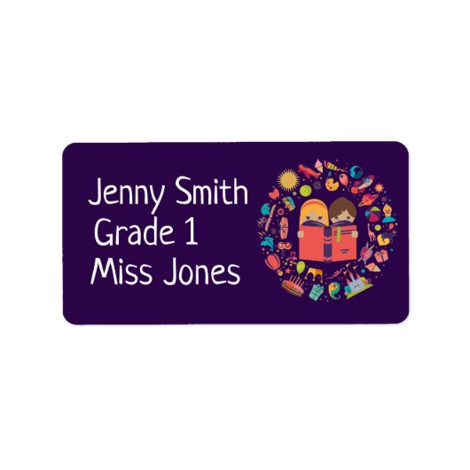 Schulbücheretiketten für Mädchen Adressaufkleber (Vorne)