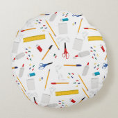 Schulbüros und Handwerksbedarf Muster Rundes Kissen (Rückseite)