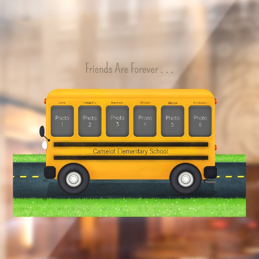Schulbus 6 Foto Frame Maßgeschneiderte Freundinnen Fensteraufkleber (Blatt 2)