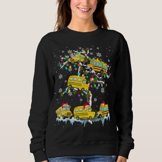 Schulbus auf Weihnachtsbaum Weihnachtsbus Sweatshirt (Vorderseite)