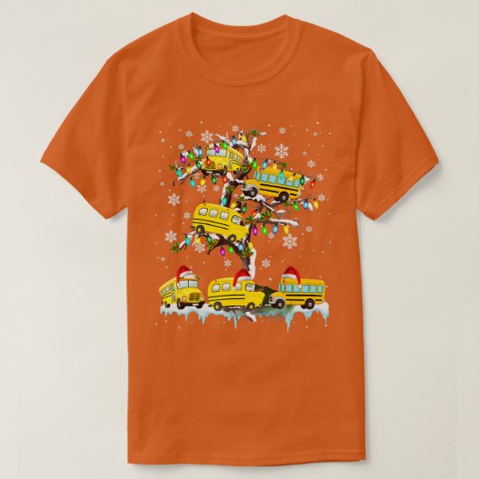 Schulbus auf Weihnachtsbaum Weihnachtsbus T-Shirt (Design vorne)