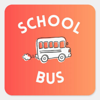 Schulbus-Aufkleber für Kinder Quadratischer Aufkleber