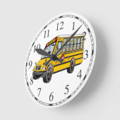 Schulbus-Cartoon 2017 Runde Wanduhr (Winkel)