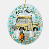 Schulbus Day individuelle Name Keramik Ornament (Links)