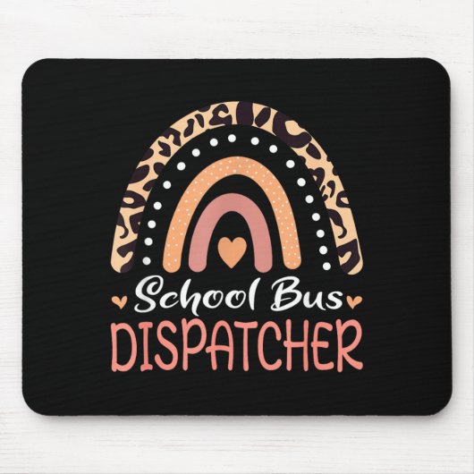 Schulbus Dispatcher Leopard Regenbogen Mousepad (Vorne)