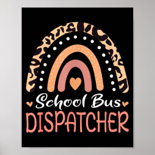 Schulbus Dispatcher Leopard Regenbogen Poster