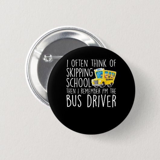 Schulbus-Fahrer denken überspringende Schule Button (Vorne & Hinten)