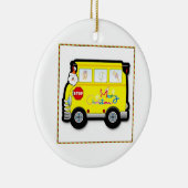Schulbus-Fahrer-Weihnachtsverzierung Keramik Ornament (Rechts)