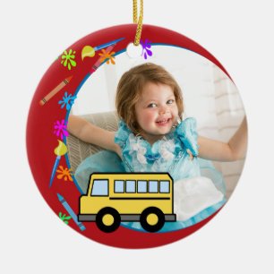 Schulbus-Foto der Grundschule Keramik Ornament