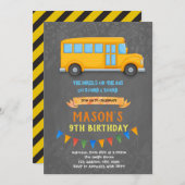 Schulbus-Geburtstagsparty Einladung (Vorne/Hinten)