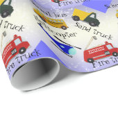 Schulbus, Hubschrauber, Feuer und San-LKW Geschenkpapier (Rolleneckpunkt)