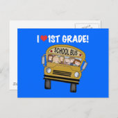 Schulbus I Liebe 1. Klasse Tshirts und Geschenke Postkarte (Vorne/Hinten)