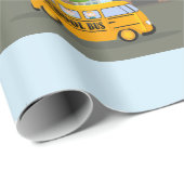 Schulbus in der Stadt Geschenkpapier (Rolleneckpunkt)