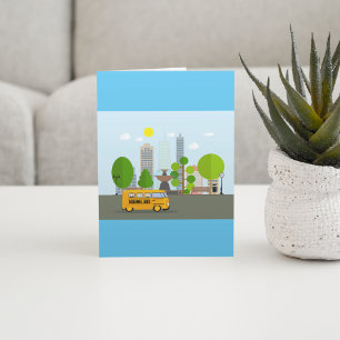 Schulbus in der Stadt Karte