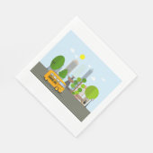 Schulbus in der Stadt Napkins Serviette (Ecke)