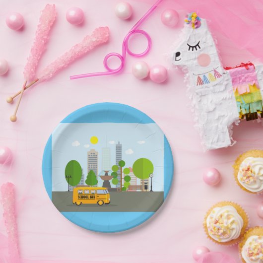 Schulbus in der Stadt Pappteller (Party)