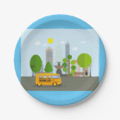 Schulbus in der Stadt Pappteller (Vorderseite)