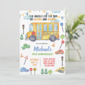 Schulbus Junge Geburtstag Einladung, Einladung. Einladung (Stehend Vorderseite)