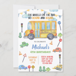 Schulbus Junge Geburtstag Einladung, Einladung. Einladung