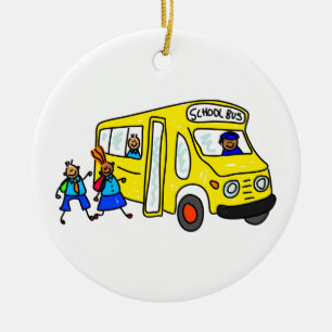 Schulbus Keramik Ornament