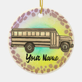 Schulbus Keramik Ornament