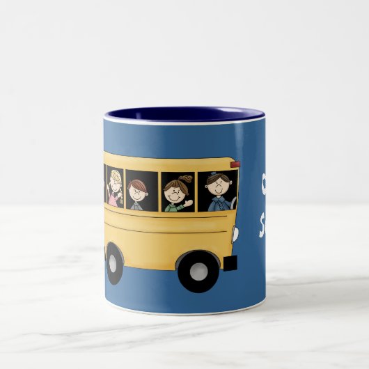 Schulbus mit der Fahrer-u. des Kindes Zweifarbige Tasse (Mittel)