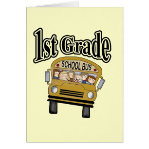 Schulbus mit Kinder1. Grad-T-Shirts und Geschenken
