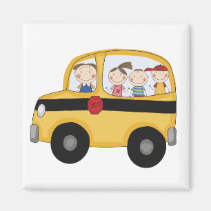 Schulbus mit KinderT - Shirts und -geschenken Magnet