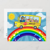 Schulbus mit Rainbow Postkarte (Vorne/Hinten)