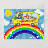 Schulbus mit Rainbow Postkarte (Vorderseite)