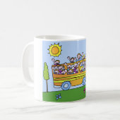 Schulbus-Reiter-Cartoon Kaffeetasse (Vorderseite Links)
