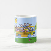 Schulbus-Reiter-Cartoon Kaffeetasse (Mittel)