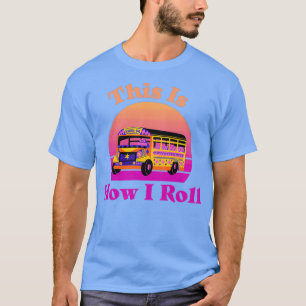 Schulbus: So fahre ich Orange und Lila T-Shirt