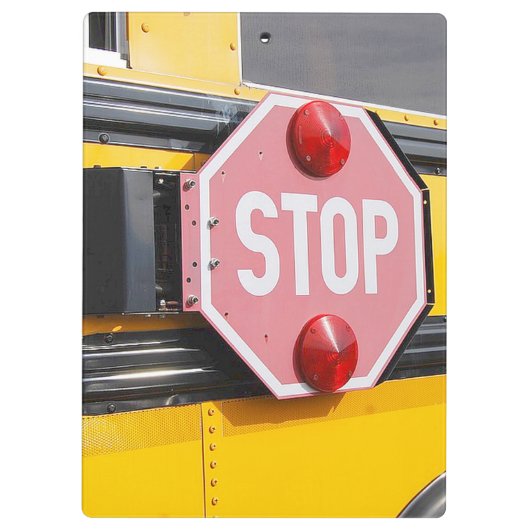 Schulbus-Stoppschild auf Klemmbrett (Rückseite)